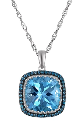 Sterling Silver Blue Topaz Pendant Necklace