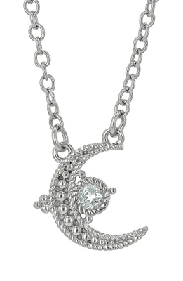 White Topaz Crescent Moon Pendant Necklace