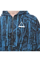Camo Print Embroidered Cotton Zip-Up Hoodie