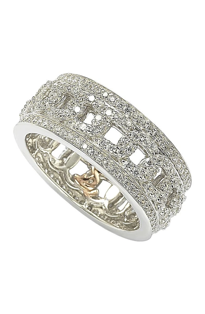 Sterling Silver Cutout CZ Band