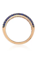 Rose-Tone 3-Row Pave CZ Eternity Band Ring