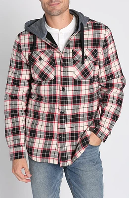 Plaid Flannel Hooded Button-Up Shirt Jacket