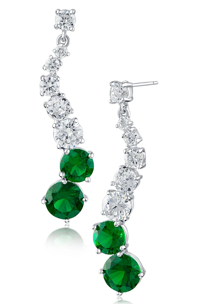 Graduated Round CZ Drop Earrings