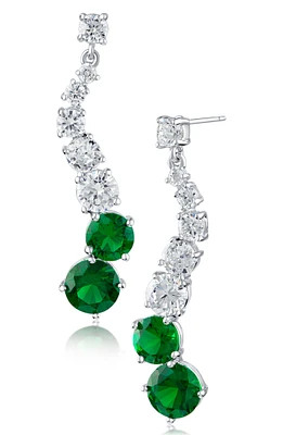 Graduated Round CZ Drop Earrings
