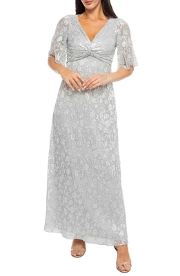 Pleated Foil Gown
