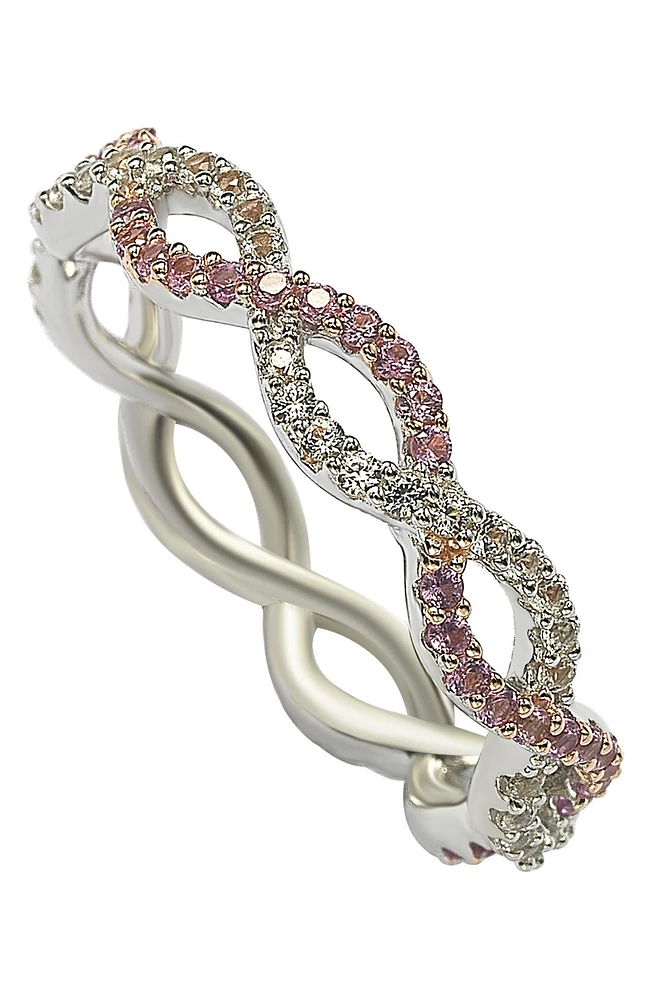 Pink Sapphire Crossover Band Ring