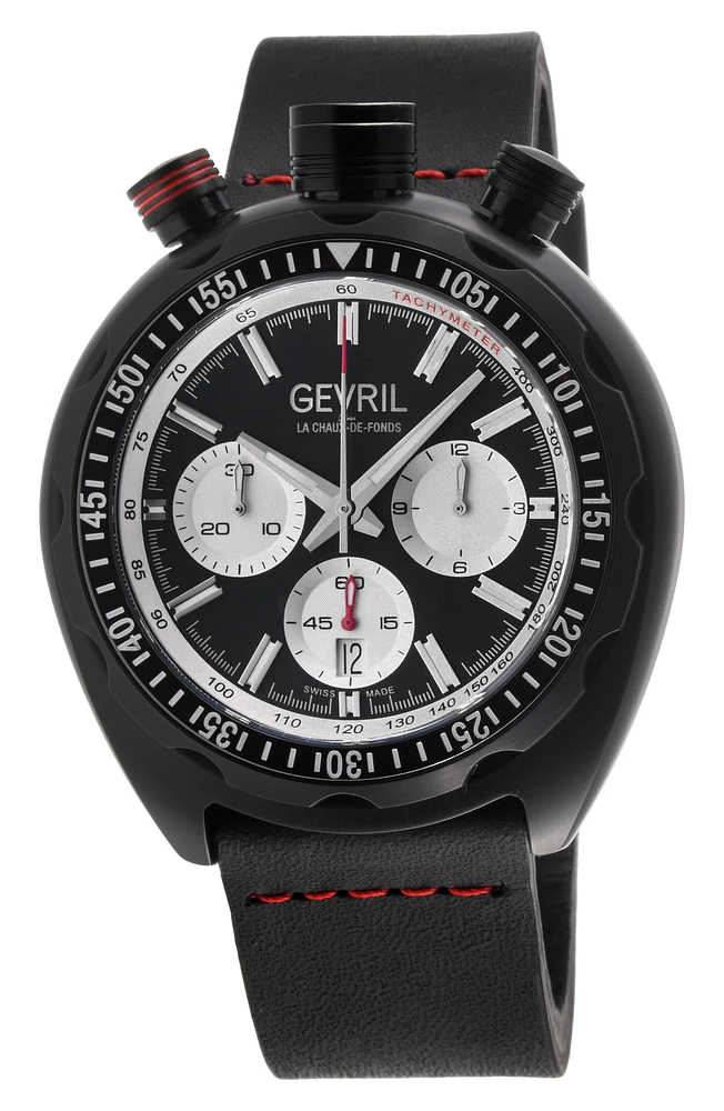 Canal Street Automatic Leather Strap Watch, 48mm