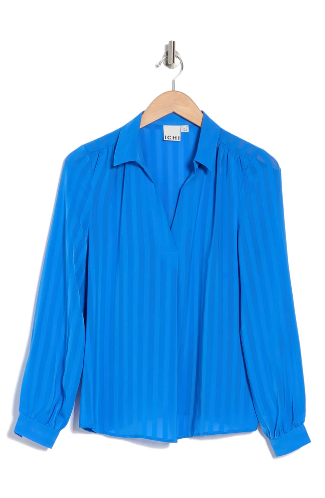 Enavi Split Neck Long Sleeve Blouse