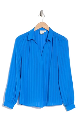 Enavi Split Neck Long Sleeve Blouse