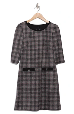 Three Quarter Sleeve Plaid Dress