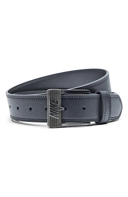 Raised Logo Buckle Faux Leather Belt