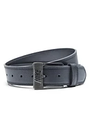 Raised Logo Buckle Faux Leather Belt