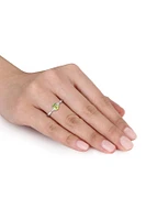 Oval Peridot & Diamond Cluster Ring
