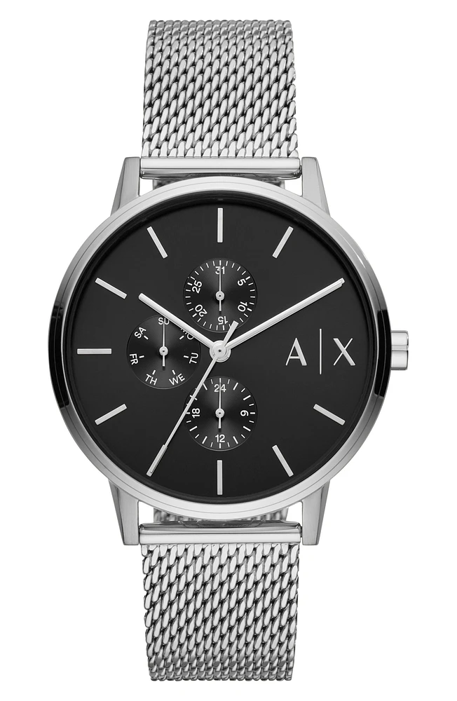 Multifunction Mesh Bracelet Watch, 42mm