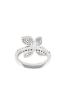 Sterling Silver Pavé Blue Sapphire Flower Ring