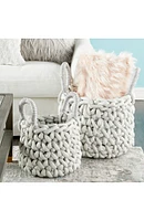 Gray Fabric Coastal Storage Basket with Handles - Set of 2