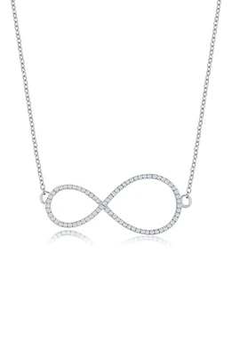 Sterling Silver Pavé Diamond Infinity Pendant Necklace - 0.14ct.