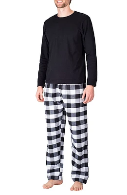 Long Sleeve Pajama T-Shirt & Buffalo Check Flannel Pants Set