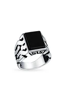 Men's Sterling Silver Semiprecious Stone Signet Ring