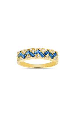 Sterling Silver Two-Tone CZ Pavé Ring