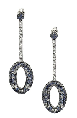 Two-Tone Blue Sapphire, Created White Sapphire Sterling Silver Earring - 0.02 ctw