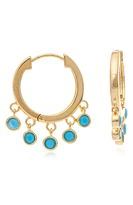 18K Yellow Gold Plated Turquoise Crystal Dangle Earrings