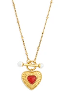 Heart Bar Faux Pearl Toggle Necklace