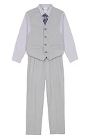 Kids' Stripe Button-Up Shirt, Slub Tick Vest, Tie & Pants Set