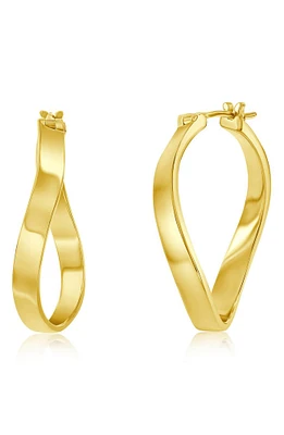 14K Gold Plated Sterling Silver Wavy Hoop Earrings