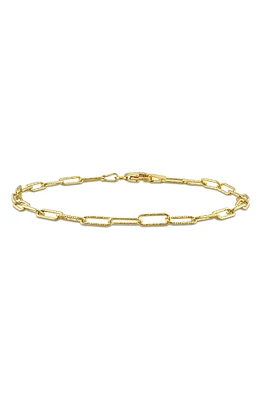 18K Yellow Gold Plated Sterling Silver Fancy Paperclip Chain Bracelet