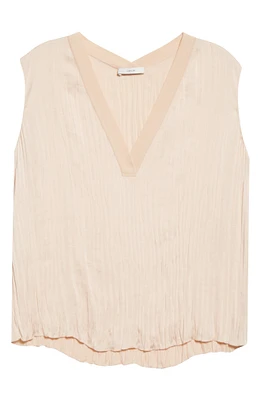 Crushed Sleeveless Double V-Neck Blouse