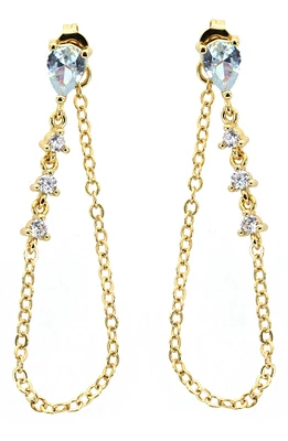 Crystal Draped Chain Front/Back Earrings