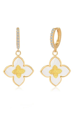 Quatrefoil Drop Huggie Hoop Earrings