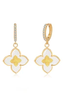 Quatrefoil Drop Huggie Hoop Earrings