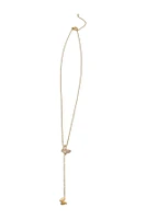 14K Yellow Gold Plated Butterfly Lariat Pendant Necklace