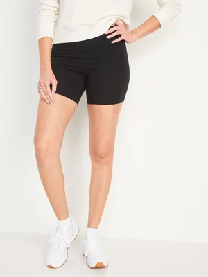 High-Waisted Jersey Biker Shorts - 6-inch inseam