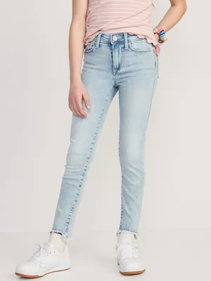 High-Waisted Rockstar 360 Stretch Frayed-Hem Super Skinny Jeggings for Girls