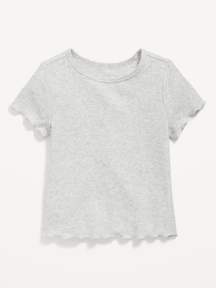 Short-Sleeve Lettuce-Edge T-Shirt for Toddler Girls