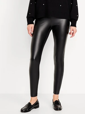High-Waisted Faux-Leather Fashion Layering Leggings