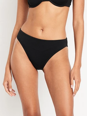 id-Rise Textured Bikini Swim Bottoms