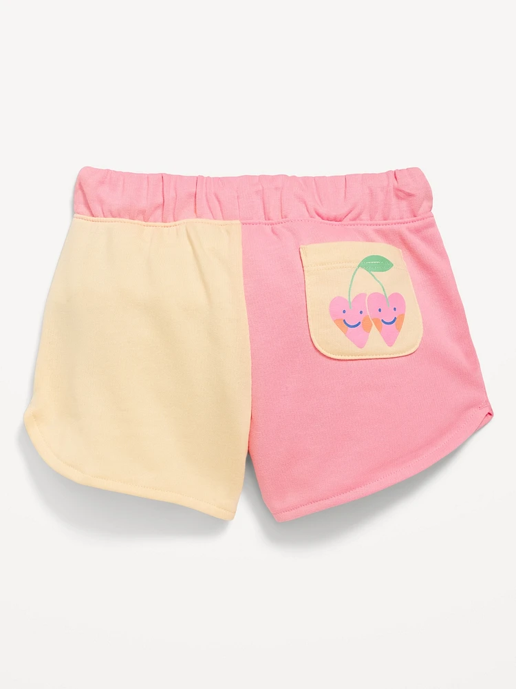Color-Block Graphic French-Terry Shorts for Toddler Girls