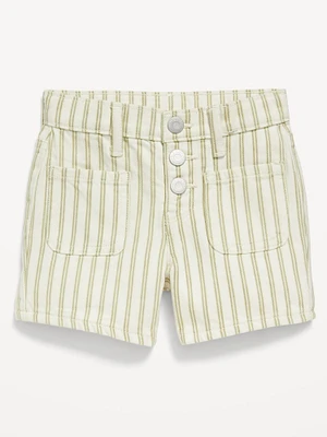 High-Waisted Printed Mariner Jean Shorts for Toddler Girls
