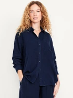 Button-Down Linen-Blend triped hirt