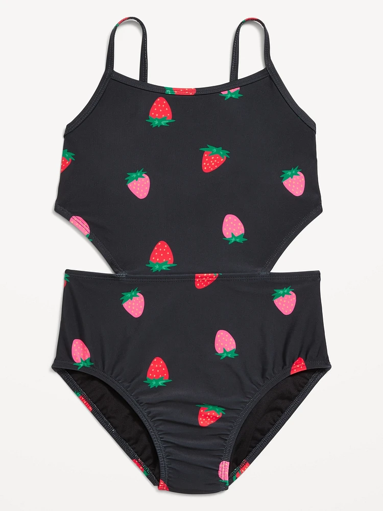 Printed ide-Cutout One-Piece wimsuit for Girls