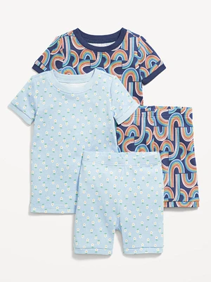 Snug-Fit Printed Pajama 4-Piece Set for Toddler & Baby