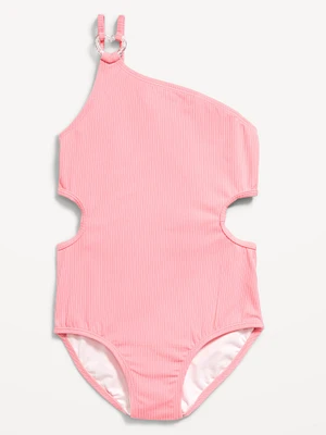 Ribbed Asymmetric One-Piece Swimsuit for Girls