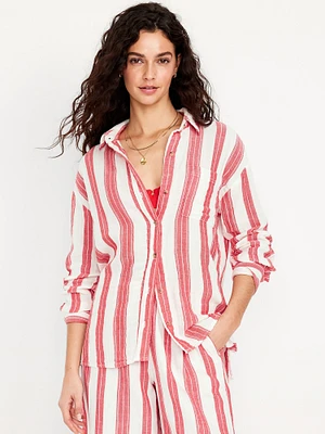 Crinkle Gauze Button-Down hirt
