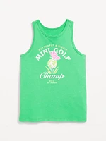 Fitted Back Cutout Graphic Tank Top for Girls