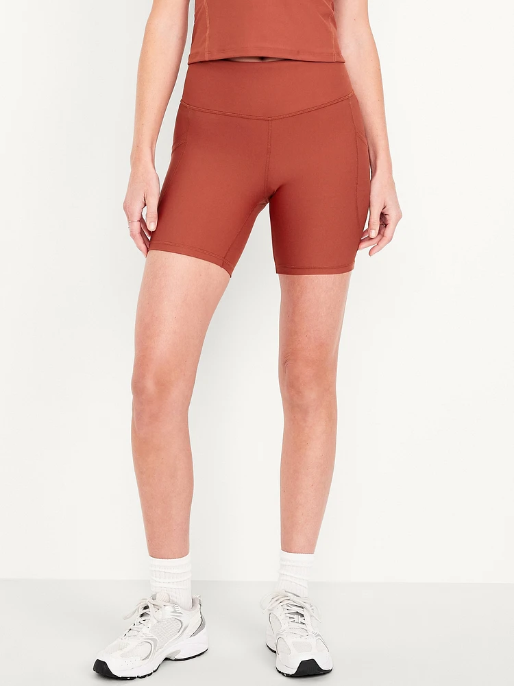 High-Waisted PowerSoft Pocket Biker Shorts - 6-inch inseam