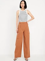 Extra High-Waisted Poplin Taylor Wide-Leg Trouser Pants